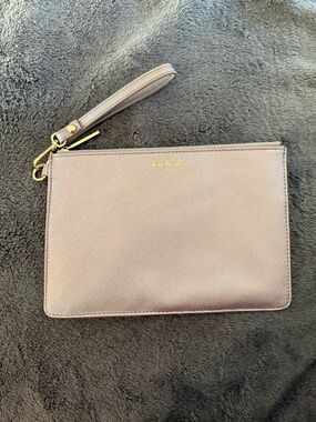 Katie Loxton Taupe Wristlet Clutch with Gold Hardware